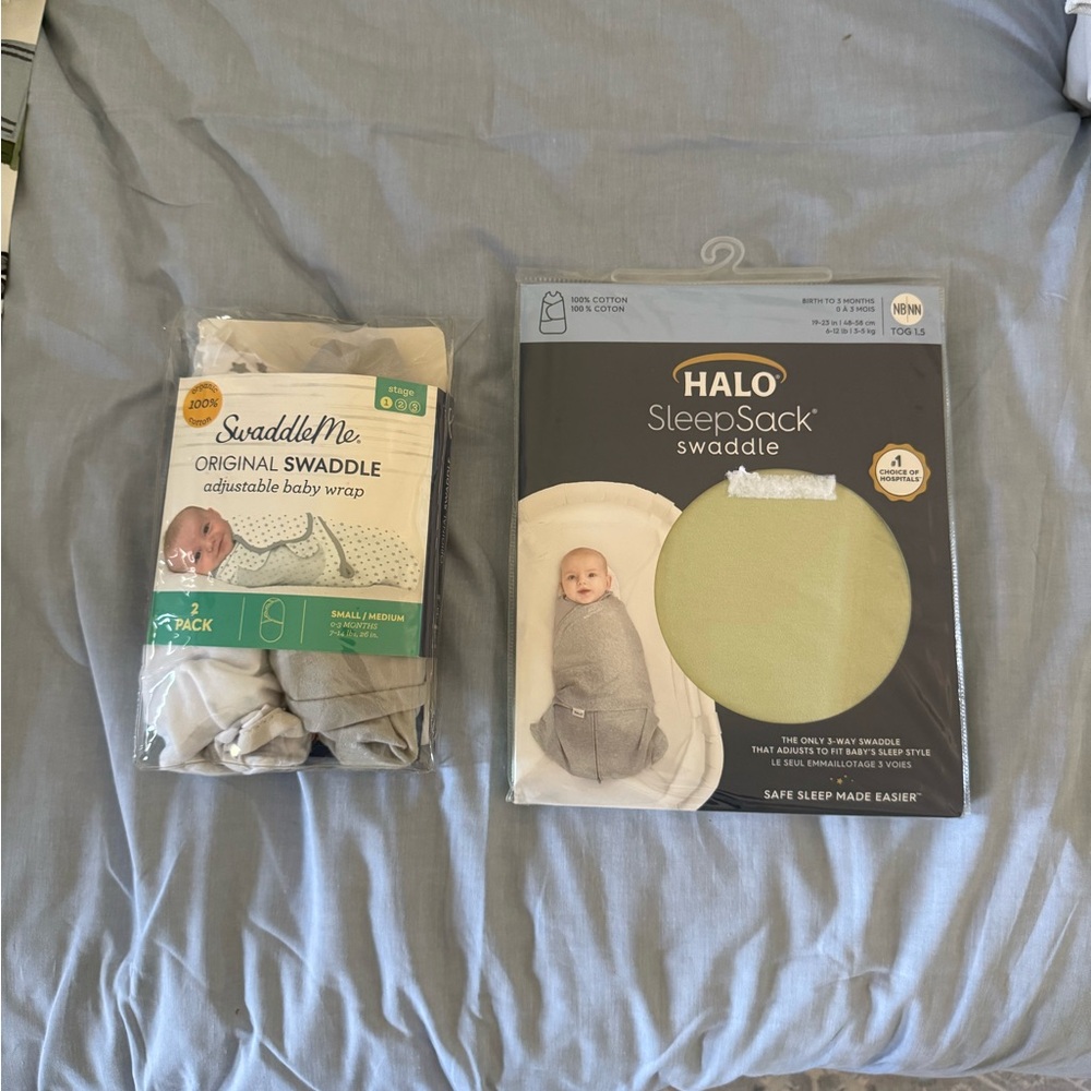 Halo SleepSack Swaddle and SwaddleMe Set - Gray and Green